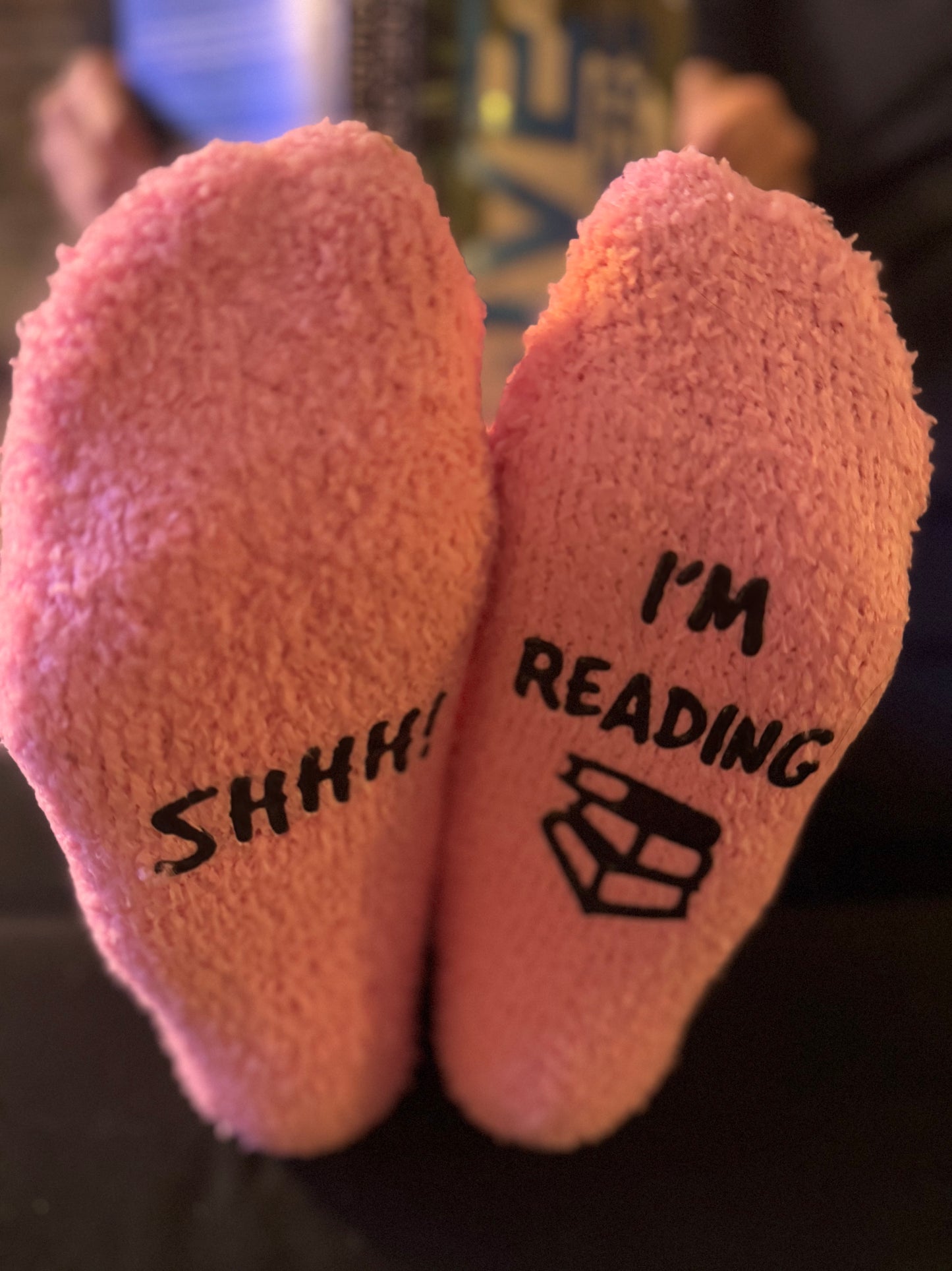 Shhh I’m reading cozy socks